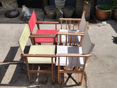 Lot 459 - Four folding director-style chairs in various...
