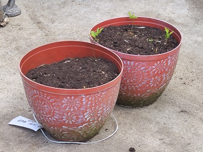 Lot 467 - A pair of garden pots with a floral...