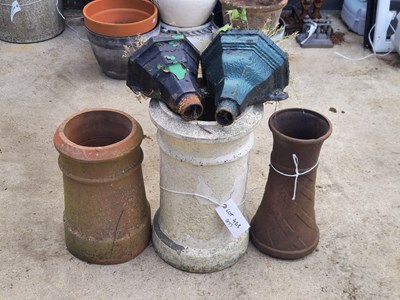 Lot 468 - Three chimney tops together with two metal...