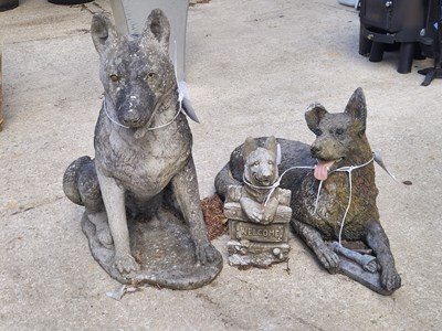 Lot 480 - Three large garden German Shepherd dog figures
