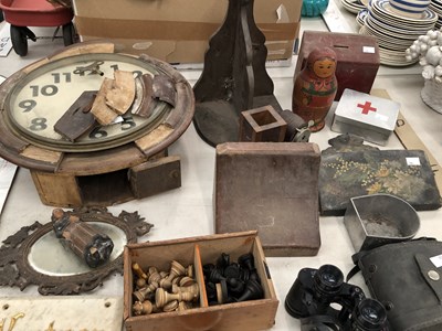 Lot 876 - Vintage chess pieces, a marble plaque engraved...