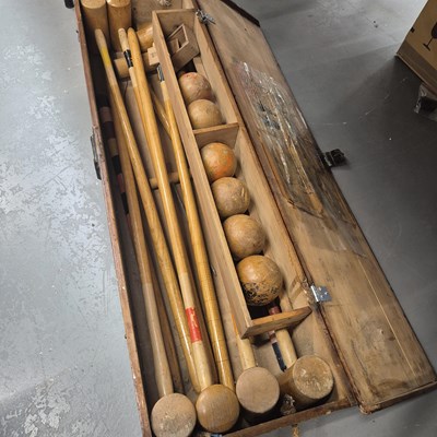 Lot 882 - A vintage croquet set for eight players...