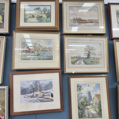 Lot 51 - Seven 20th century watercolour landscapes