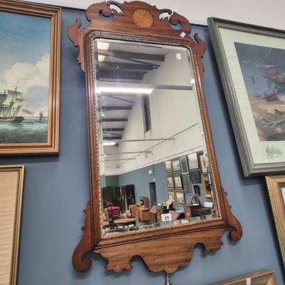 Lot 55 - A 19th-century fret-framed wall mirror