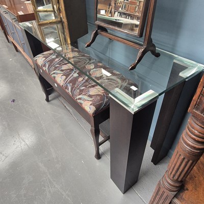 Lot 58 - A modernist glass side table H 75 W 140 D 46cm