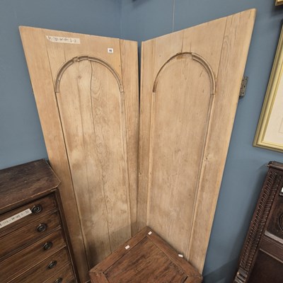 Lot 65 - A pair of large pine panel doors, each 182 × 60cm