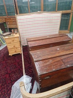 Lot 267 - A carved French style  limed wood double bed...