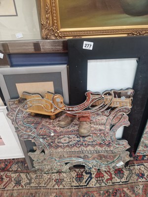 Lot 277 - A Venetian style mirror together with three...