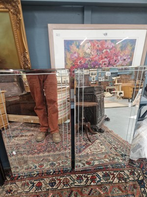 Lot 278 - A pair of reverse etched wall mirrors each 91...