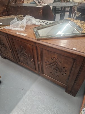 Lot 315 - A late 19th century three door oak sideboard,...