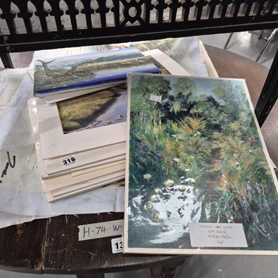 Lot 316 - A collection of mounted pictures and some...