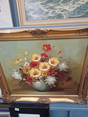 Lot 317 - A 20th century oil on canvas still life of a...