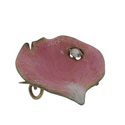 Lot 1065 - An early 20th-century pink enamel flower petal...