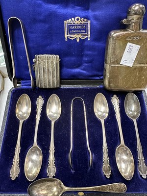 Lot 1119 - Hallmarked silver to include a hipflask, a...