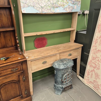 Lot 292 - An antique pine and elm kitchen dresser H 181...