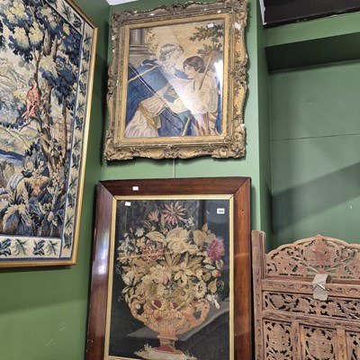 Lot 369 - Two Victorian embroidery pictures