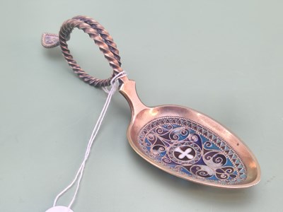 Lot 1310 - A vintage sterling silver-gilt Plique A Jour...