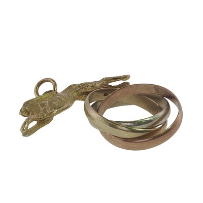 Lot 1132 - A 9ct hallmarked gold three colour Russian...