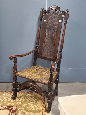 Lot 1279 - An antique 17th century style carved high-back...