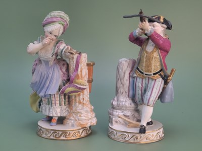 Lot 1311 - A pair of early 20th century Meissen figures,...