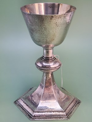 Lot 1314 - A hallmarked silver communion chalice with...