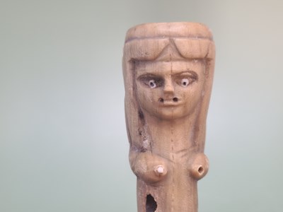 Lot 1323 - Two unusual antique folk-art carved horn...