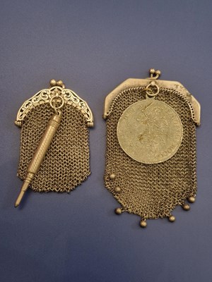 Lot 1156 - Two silver mesh purses together with a...