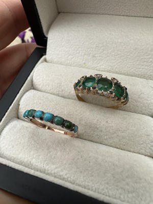 Lot 1161 - An antique eight-stone turquoise half-hoop...