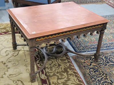 Lot 1343 - An Indian painted coffee table, the carved...