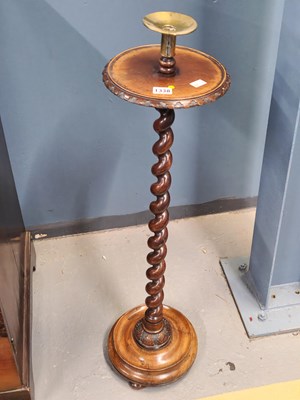 Lot 1338 - An antique barley twist pedestal stand,...