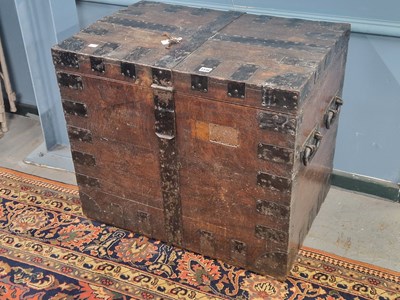 Lot 1336 - A Victorian iron-bound trunk with four handles,...