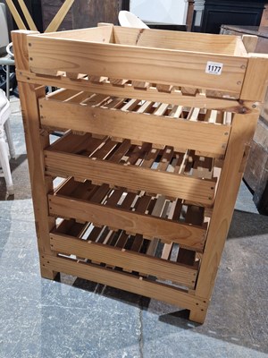 Lot 1353 - A vintage pine apple storage rack fitted with...