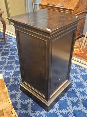 Lot 1355 - A dark wood panelled pedestal plinth of square...