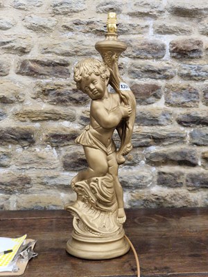 Lot 1357 - A gilt plaster table lamp in the form of a...