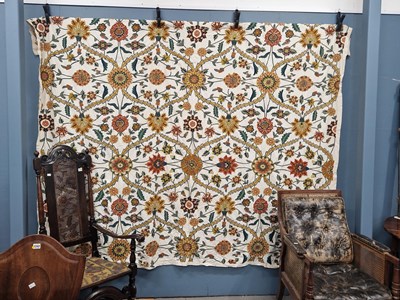 Lot 1365 - A large crewel work panel 260 × 230cm