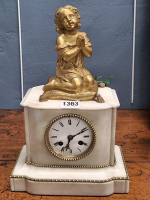 Lot 1363 - An early 20th century marble mantel clock...