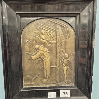 Lot 75 - An electrotype panel depicting a monk musician...