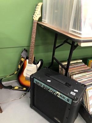 Lot 758 - A Stagg 40 GA R guitar amp with a Rio strat...