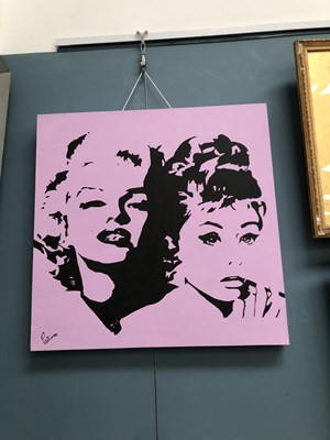 Lot 64A - An acrylic on canvas of Marilyn Monroe and...