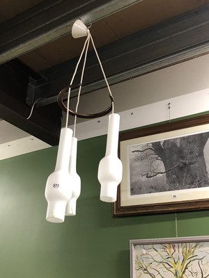 Lot 372 - A mid century modern pendant light, the three...