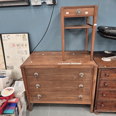 Lot 4 - A 20th century English walnut chest of three...