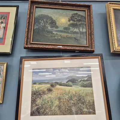 Lot 17 - An early 20th century oil on board, sheep and...