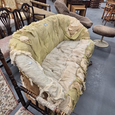 Lot 52 - An antique mahogany framed curved back country...
