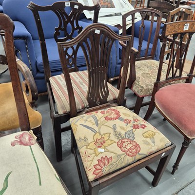 Lot 63 - An antique mahogany splat back side chair with...